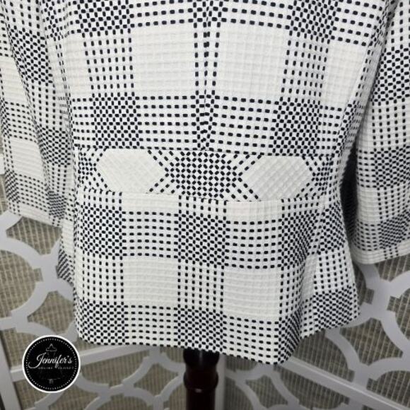 Talbots Black and White Checked Zip Front Lined Jacket Size 14 - Picture 8 of 11